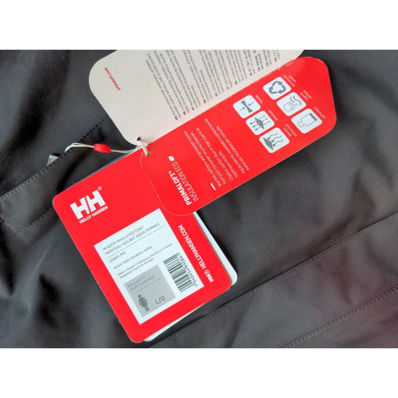 Helly Hensen Aden Long Insulated Hooded Rain Jacket Womens Large L Black - Picture 5 of 13